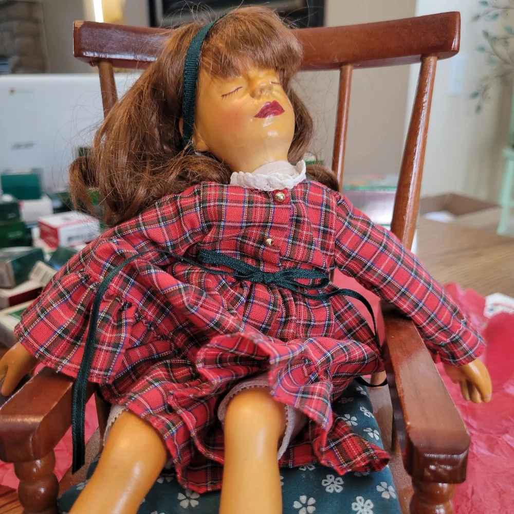 Patrica Brooks The Hamilton Collection 1992 Waiting for Santa Doll & Rocker